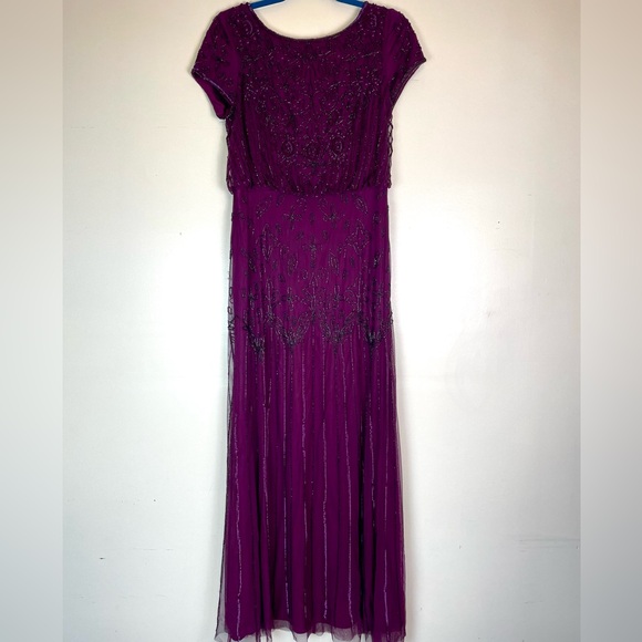 ADRIANNA PAPELL Womens Sequined Long Evening Gown Purple Size 8 - Picture 2 of 13